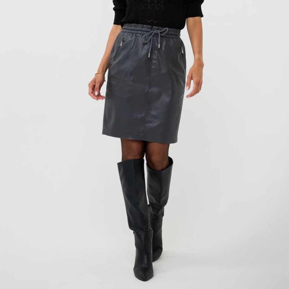 Esqualo Vegan Leather Skirt - Black